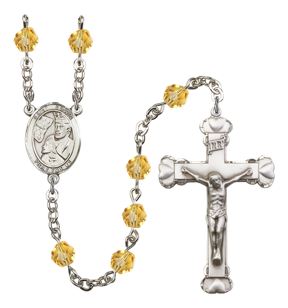 St. Edwin Custom Birthstone Rosary - Silver