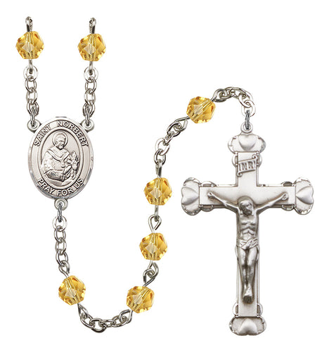 St Norbert of Xanten Custom Birthstone Rosary - Silver