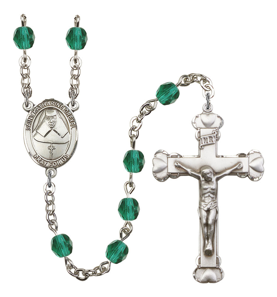 St. Katharine Drexel Custom Birthstone Rosary - Silver
