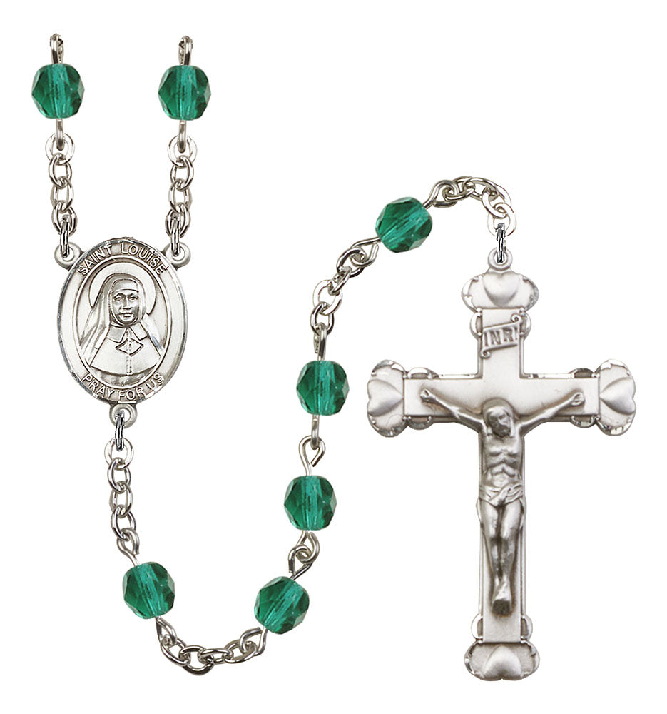St. Louise de Marillac Custom Birthstone Rosary - Silver