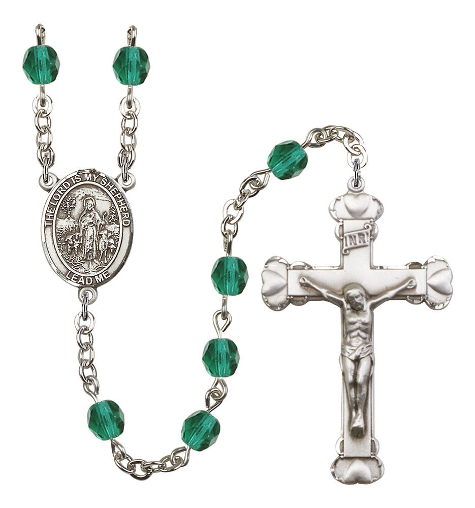 The Lord Is My Shepherd Custom Birthstone Rosary - Silver