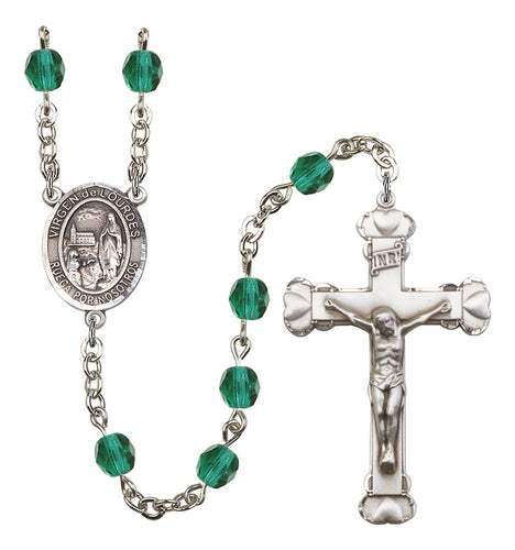 Virgen del Lourdes Custom Birthstone Rosary - Silver