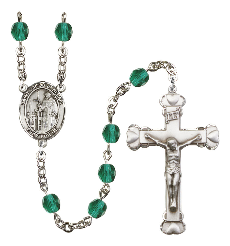 St. Jacob of Nisibis Custom Birthstone Rosary - Silver