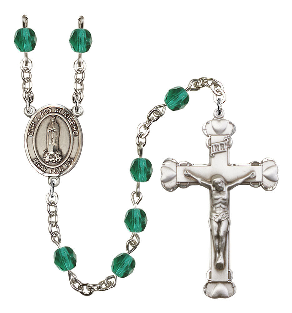 Our Lady of Kibeho Custom Birthstone Rosary - Silver