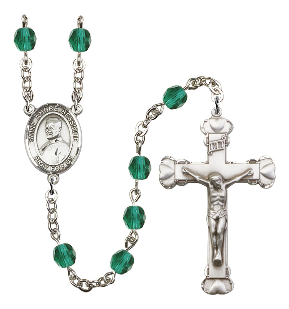 St. Andre Bessette Custom Birthstone Rosary - Silver