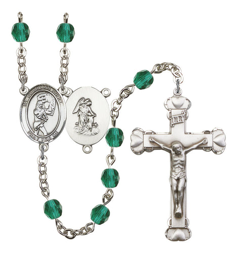 Guardian Angel / Softball Custom Birthstone Rosary - Silver