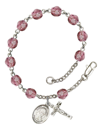St. Apollonia Custom Birthstone Rosary Bracelet - Silver