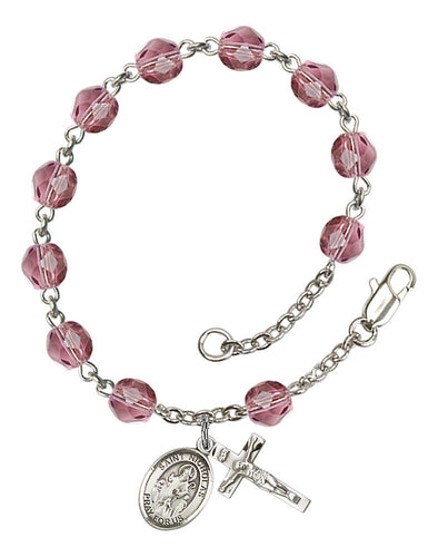 St. Nicholas Custom Birthstone Rosary Bracelet - Silver