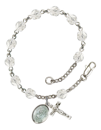 St. Christopher Custom Birthstone Rosary Bracelet - Silver