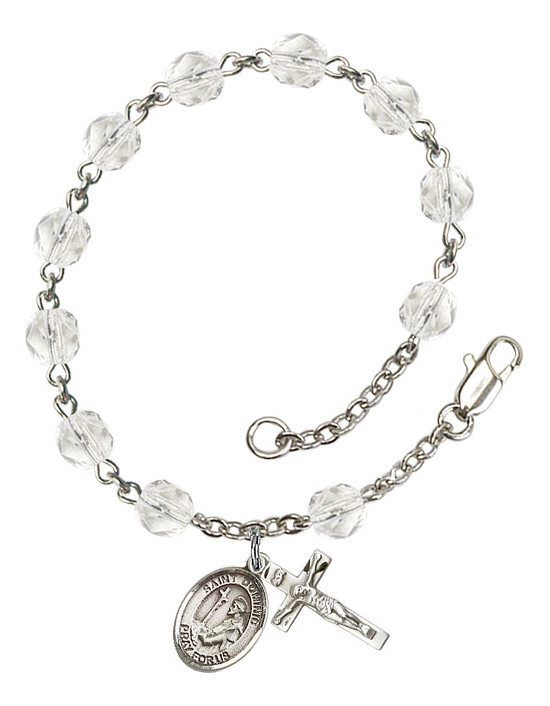 St. Dominic de Guzman Custom Birthstone Rosary Bracelet - Silver