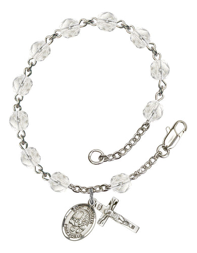 St. Rosalia Custom Birthstone Rosary Bracelet - Silver