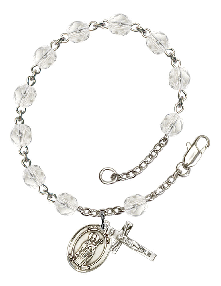 St. Ronan Custom Birthstone Rosary Bracelet - Silver