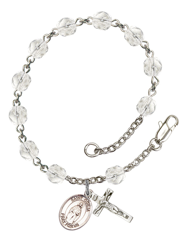 St. Odilia Custom Birthstone Rosary Bracelet - Silver