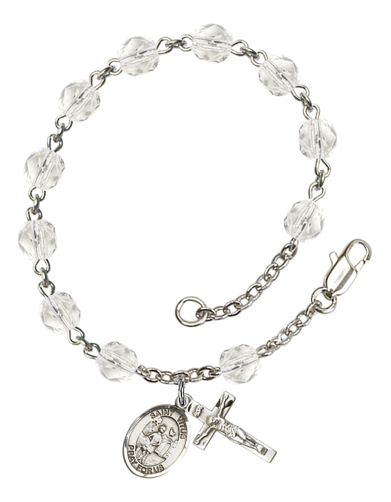 St. Vitus Custom Birthstone Rosary Bracelet - Silver