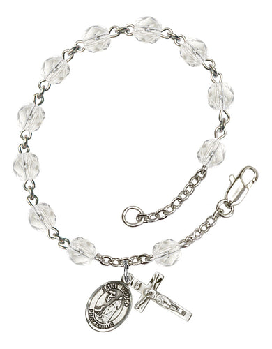 St. Rocco Custom Birthstone Rosary Bracelet - Silver