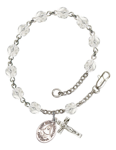 St. Mary Mackillop Custom Birthstone Rosary Bracelet - Silver