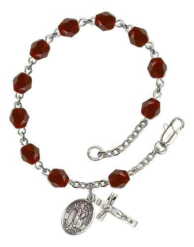 St. Paul of the Cross Custom Birthstone Rosary Bracelet - Silver