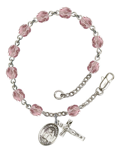 St. Valentine of Rome Custom Birthstone Rosary Bracelet - Silver
