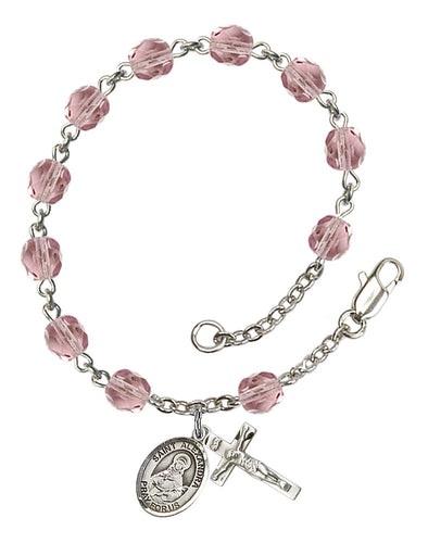 St. Alexadra Custom Birthstone Rosary Bracelet - Silver