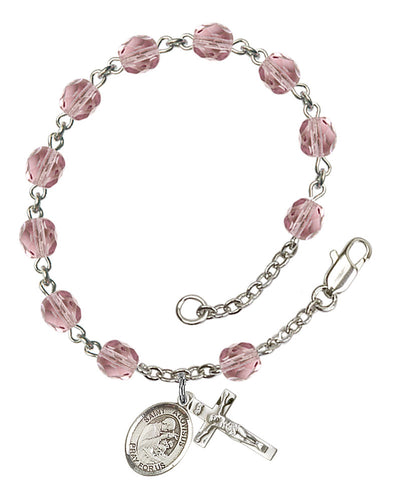 St. Aloysius Gonzaga Custom Birthstone Rosary Bracelet - Silver