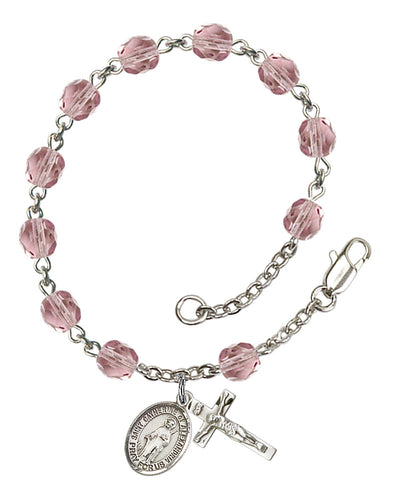 St. Catherine of Alexandria Custom Birthstone Rosary Bracelet - Silver