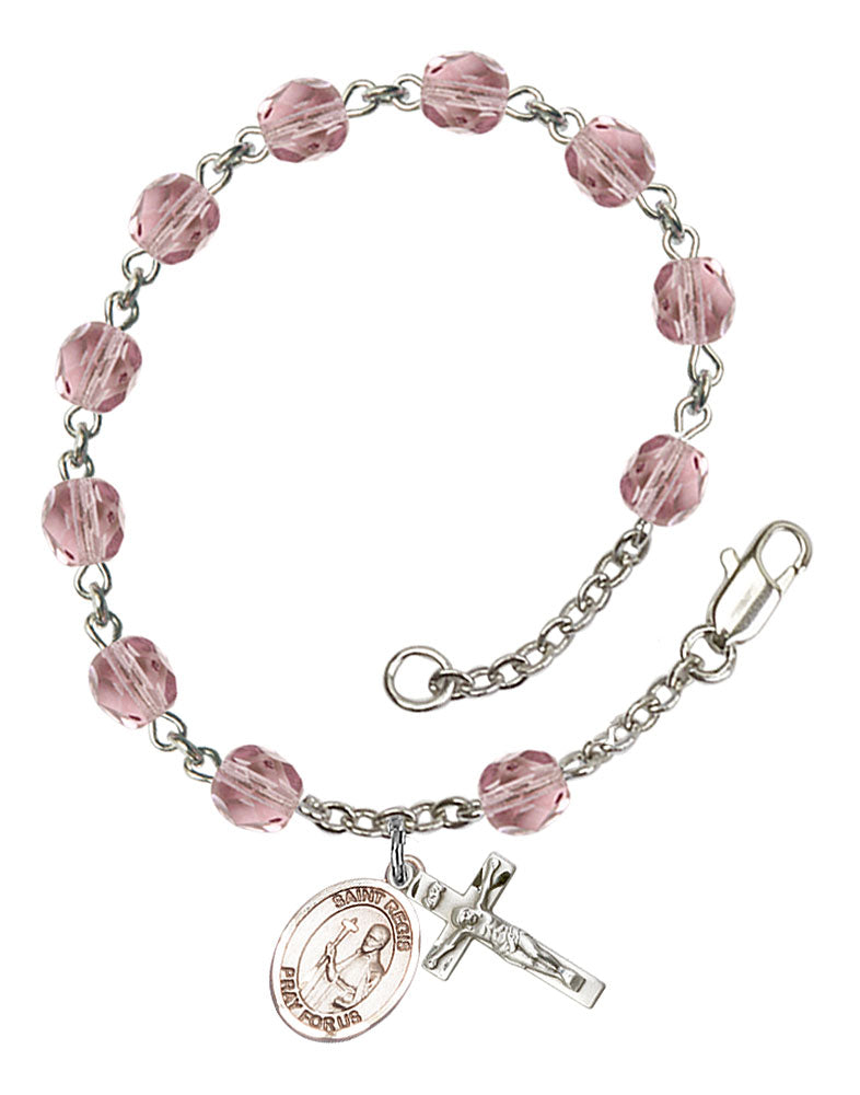 St. Regis Custom Birthstone Rosary Bracelet - Silver