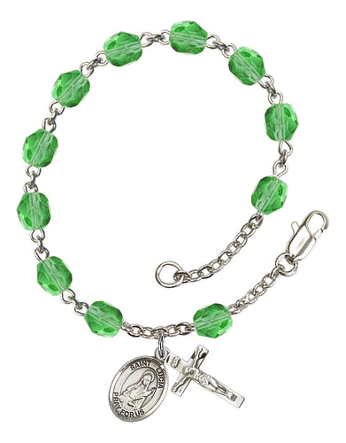 St. Lucia of Syracuse Custom Birthstone Rosary Bracelet - Silver