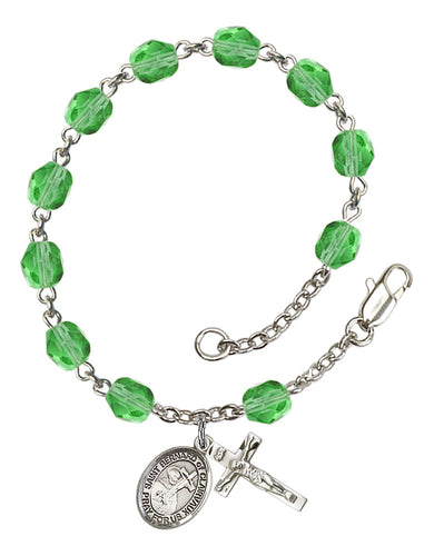 St. Bernard of Clairvaux Custom Birthstone Rosary Bracelet - Silver