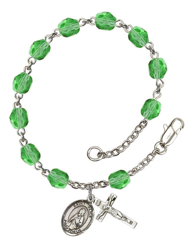 St. Alice Custom Birthstone Rosary Bracelet - Silver