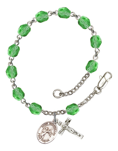 St. Nimatullah Custom Birthstone Rosary Bracelet - Silver