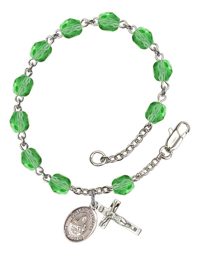 Our Lady of Grapes Custom Birthstone Rosary Bracelet - Silver