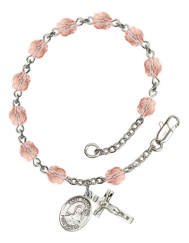 St. Benjamin Custom Birthstone Rosary Bracelet - Silver