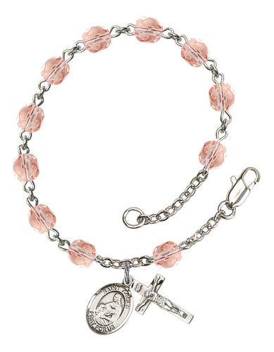 St. Agnes of Rome Custom Birthstone Rosary Bracelet - Silver