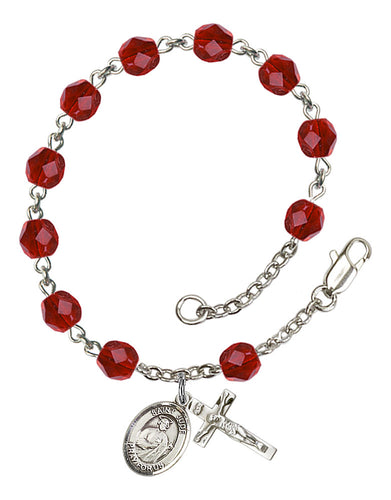 St. Jude Thaddeus Custom Birthstone Rosary Bracelet - Silver