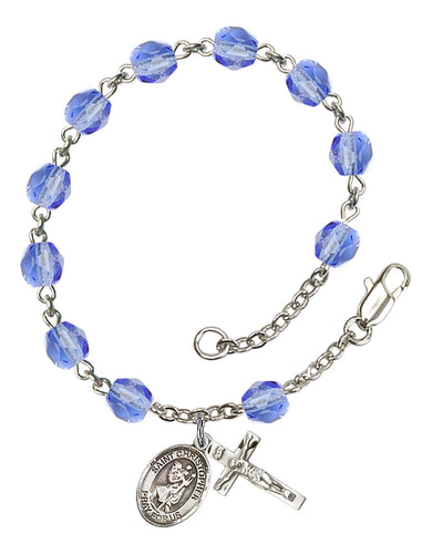 St. Christopher Custom Birthstone Rosary Bracelet - Silver
