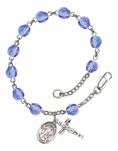 Guardian Angel Custom Birthstone Rosary Bracelet - Silver