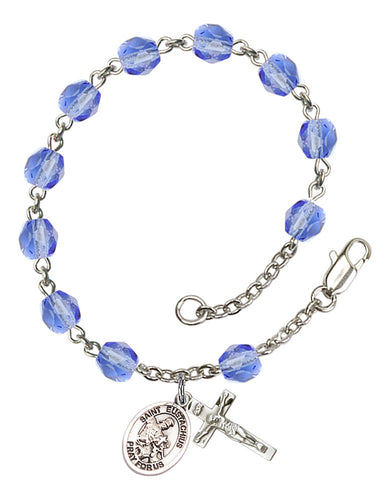St. Eustachius Custom Birthstone Rosary Bracelet - Silver