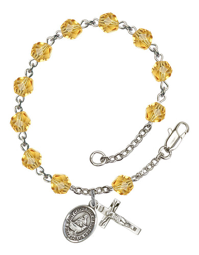 St. Catherine of Sweden Custom Birthstone Rosary Bracelet - Silver