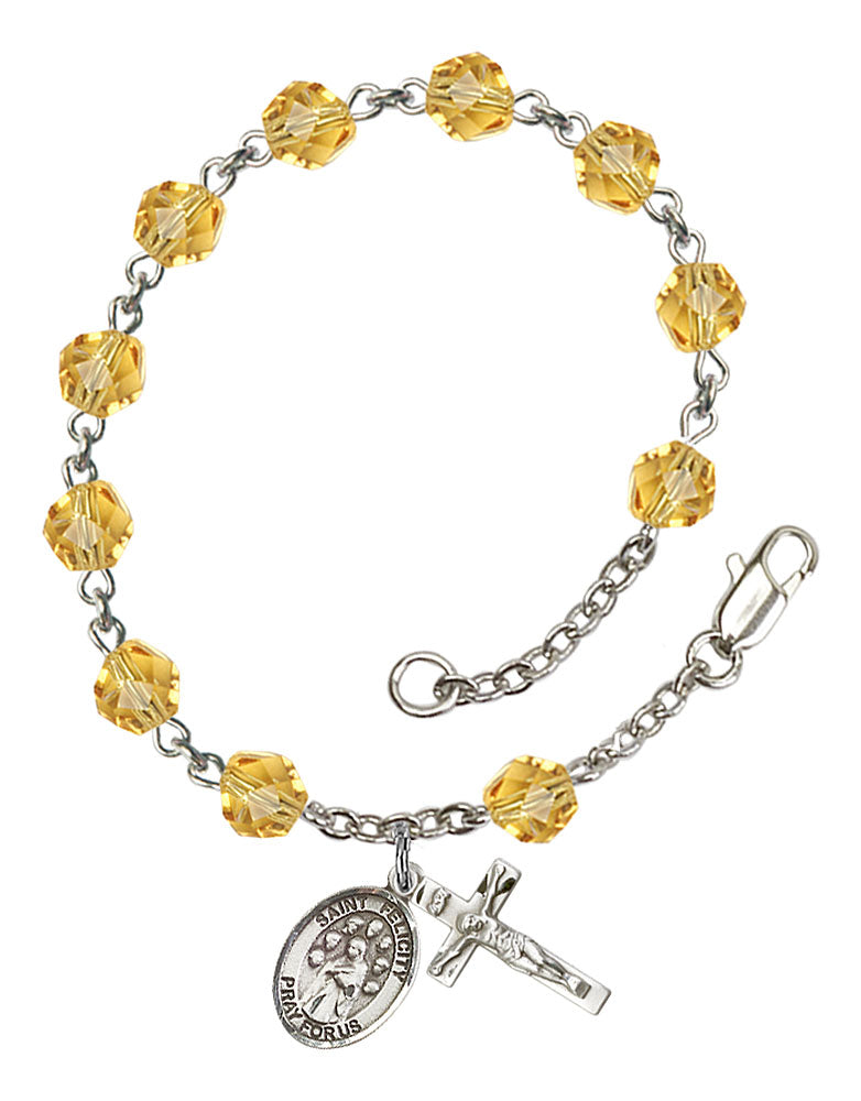 St. Felicity Custom Birthstone Rosary Bracelet - Silver