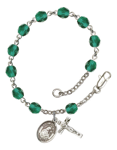 St. Gertrude of Nivelles Custom Birthstone Rosary Bracelet - Silver