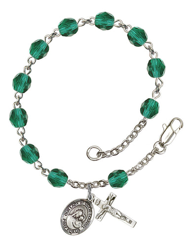 Our Lady of Good Counsel Custom Birthstone Rosary Bracelet - Silver